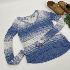 Hollister V-Neck Metallic‎ Silver Blue Holiday Sweater XS